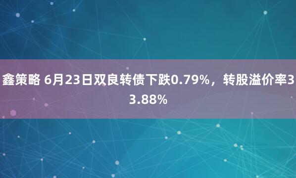 鑫策略 6月23日双良转债下跌0.79%，转股溢价率33.88%